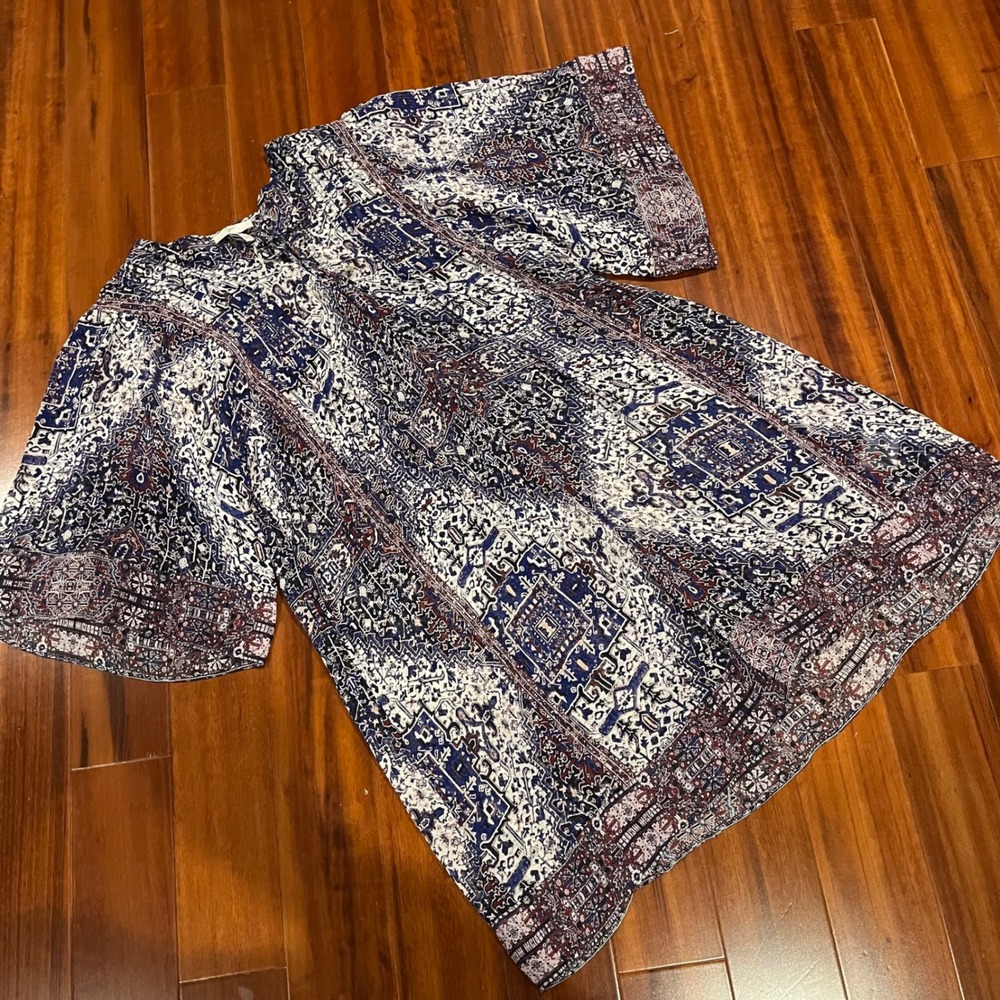 Joie Silk Top Blouse Kimono Short Sleeve Boho Multi Graphic Print Lightweight XS